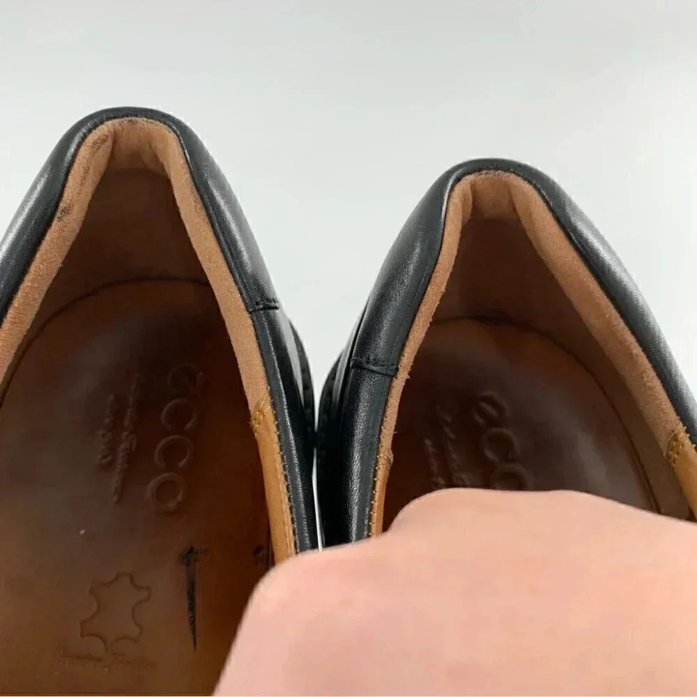 Ecco Mens lace up oxfords size 44 10-10.5 black leather comfort orthopedic